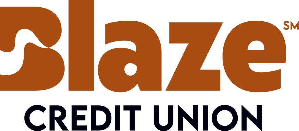 Logo of Blaze Credit Union with "Blaze" in large brown letters and "Credit Union" in smaller black letters below.