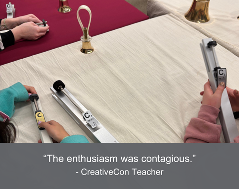 People playing with tabletop curling games on a white table.