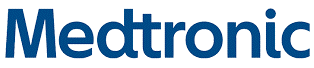 Medtronic logo in bold blue font on a white background.