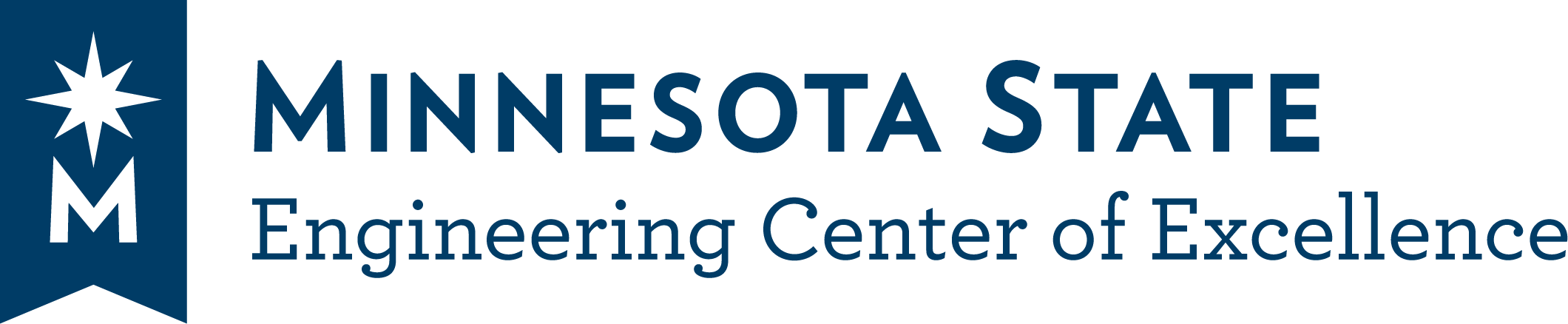 Minnesota State Engineering Center of Excellence logo with a white star design on blue.