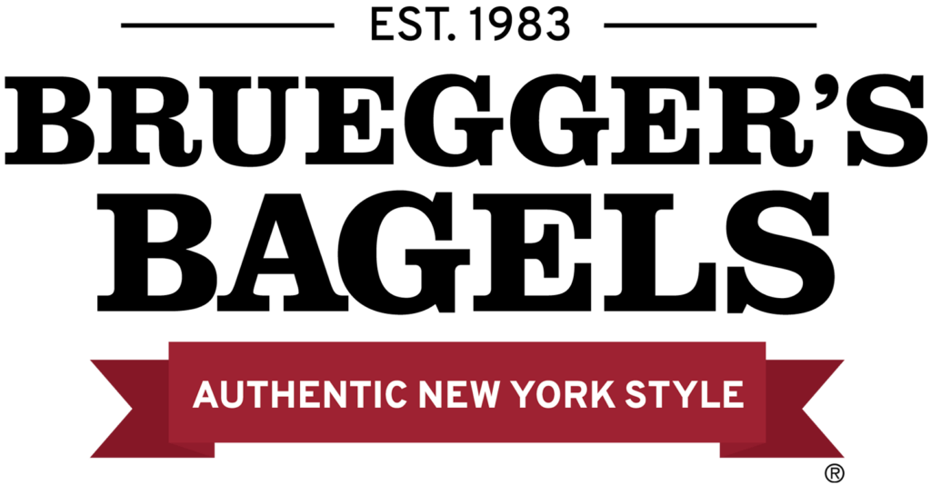 Bruegger’s Bagels logo with “EST. 1983” and a red banner reading “AUTHENTIC NEW YORK STYLE.”.