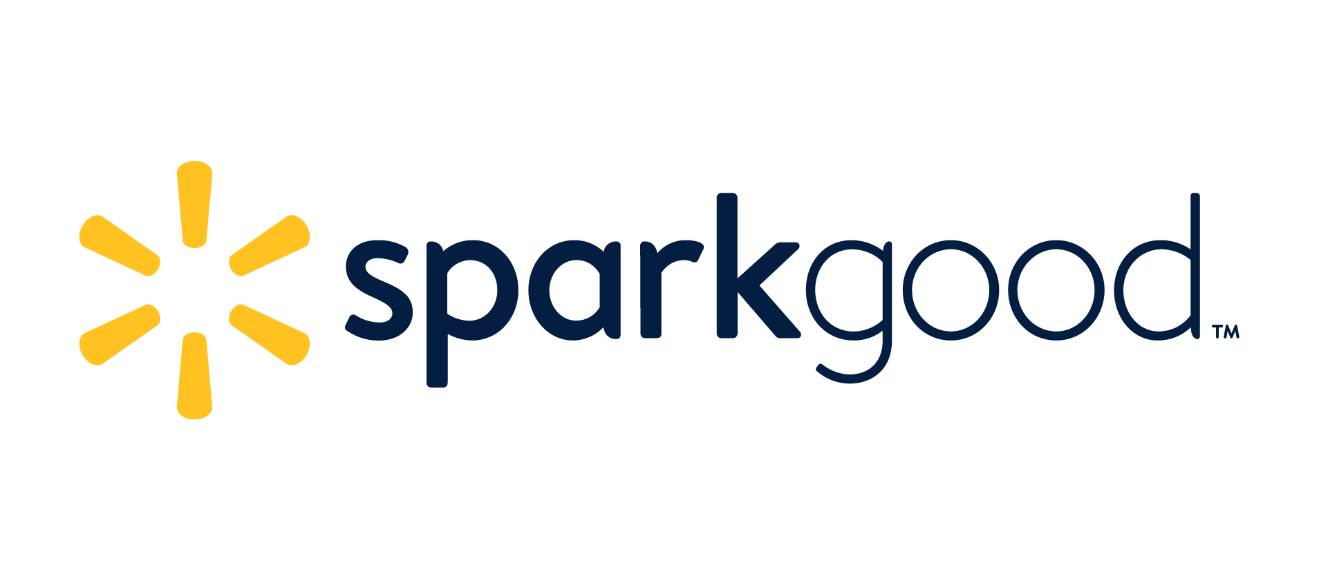 Spark Good logo with a yellow sunburst and the words "sparkgood" in dark blue text.